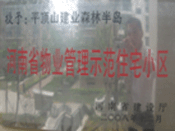 2008年12月17日，平頂山森林半島被 評為"河南省物業(yè)管理示范住宅小區(qū)"榮譽(yù)稱號。